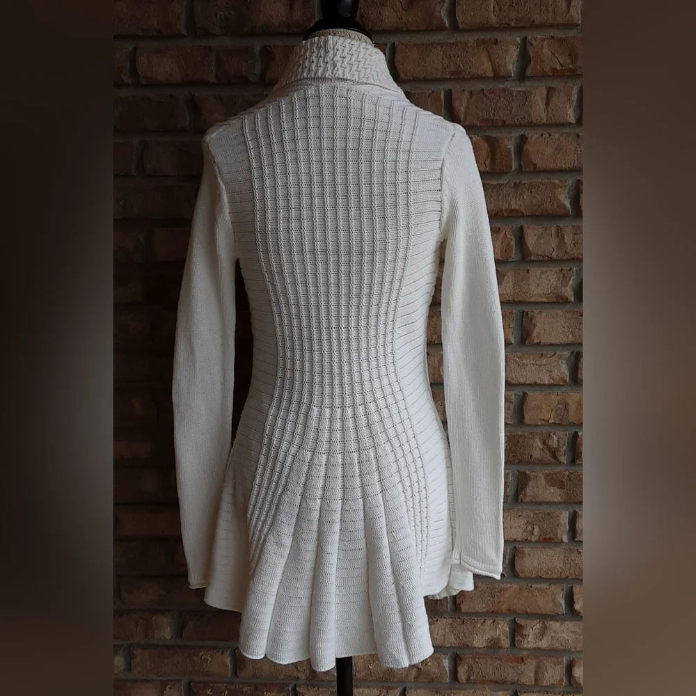Cache White Open-Front Cozy Cardigan Sweater Size Small - Picture 4 of 6